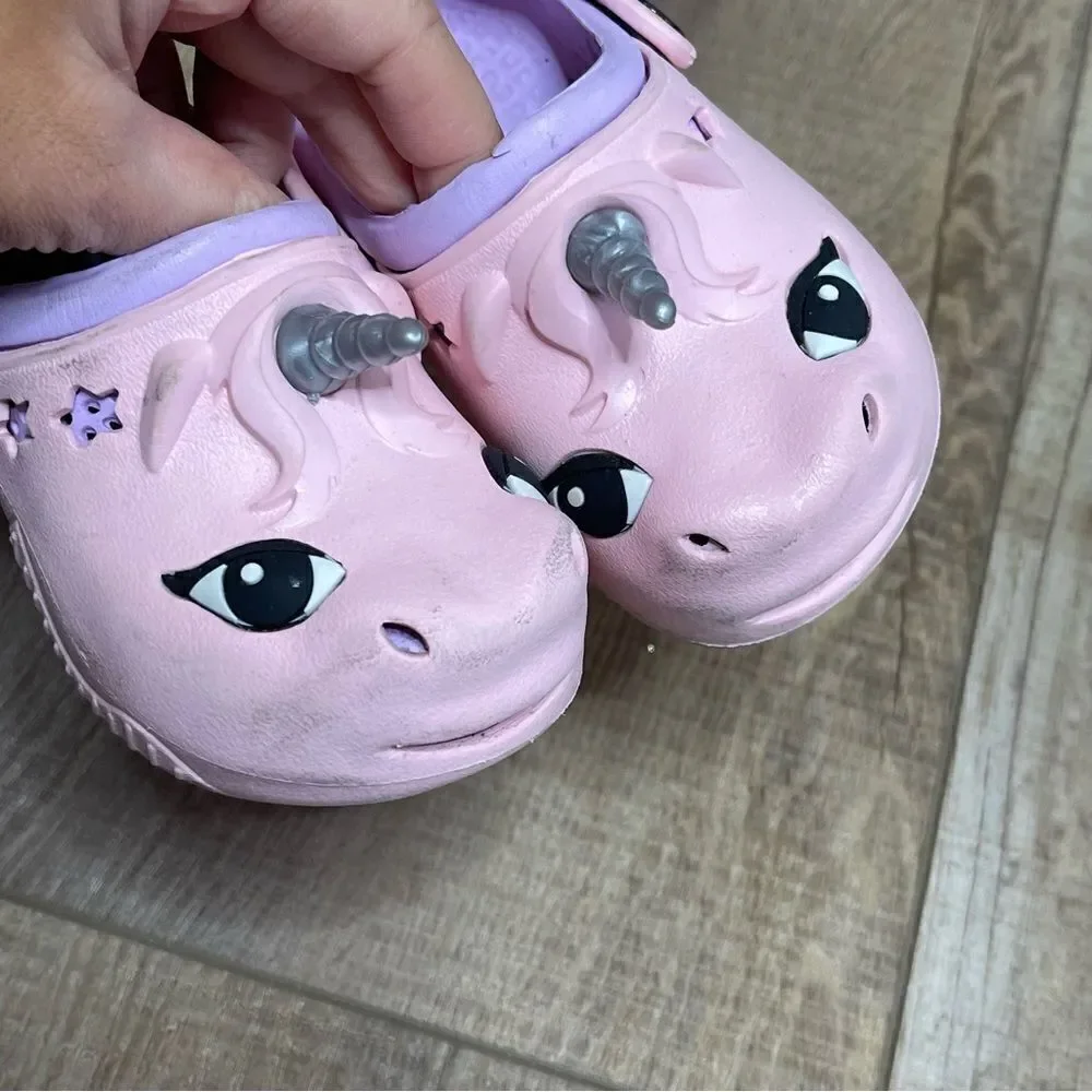 Baby Girl Toddler Pink Magical Unicorn Slip On Clogs Shoes Toddler Baby Size 4-5